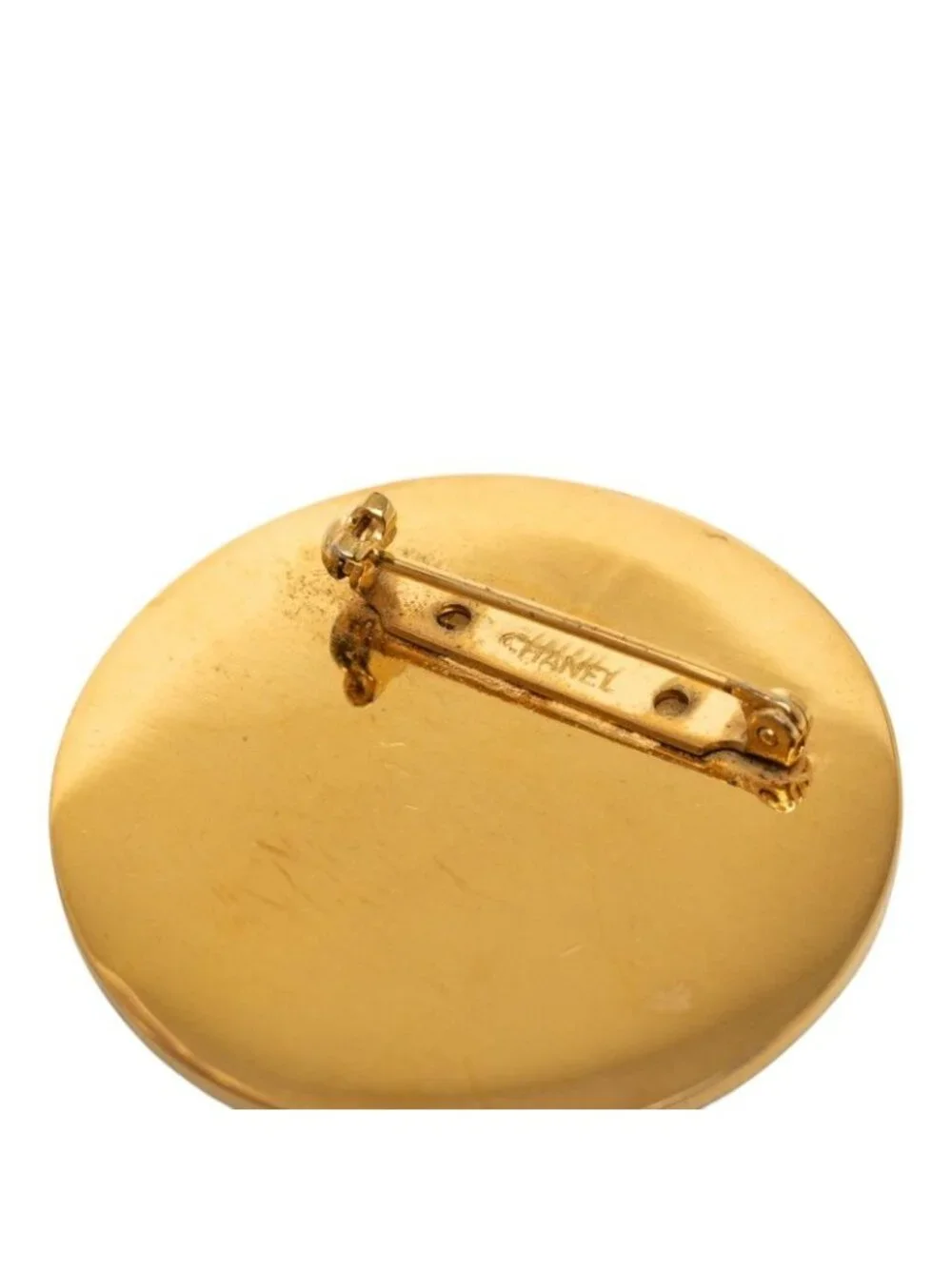 Chanel CC Logo Brooch Gold Black Plated Enamel